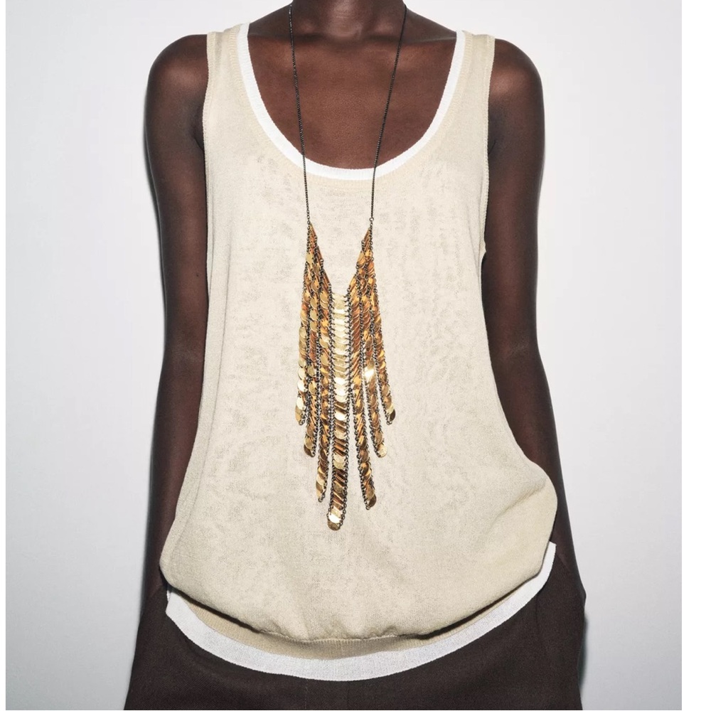 ❗️LAST DAY 3/21❗️WILL BE REMOVED❗️Zara Double Layered Cream Tank Top - Picture 1 of 7